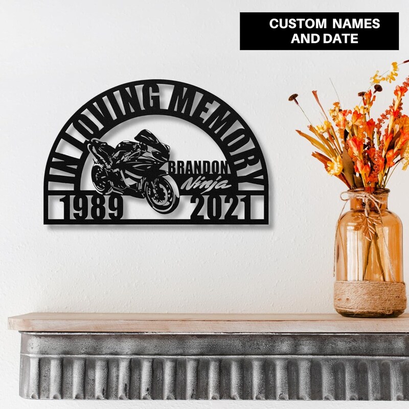 Personalized Sports Motorcycle Memorial Remembrance Gift for Him | Custom Sporty Bike Temporary Headstones | Loss of Brother Grief Gift